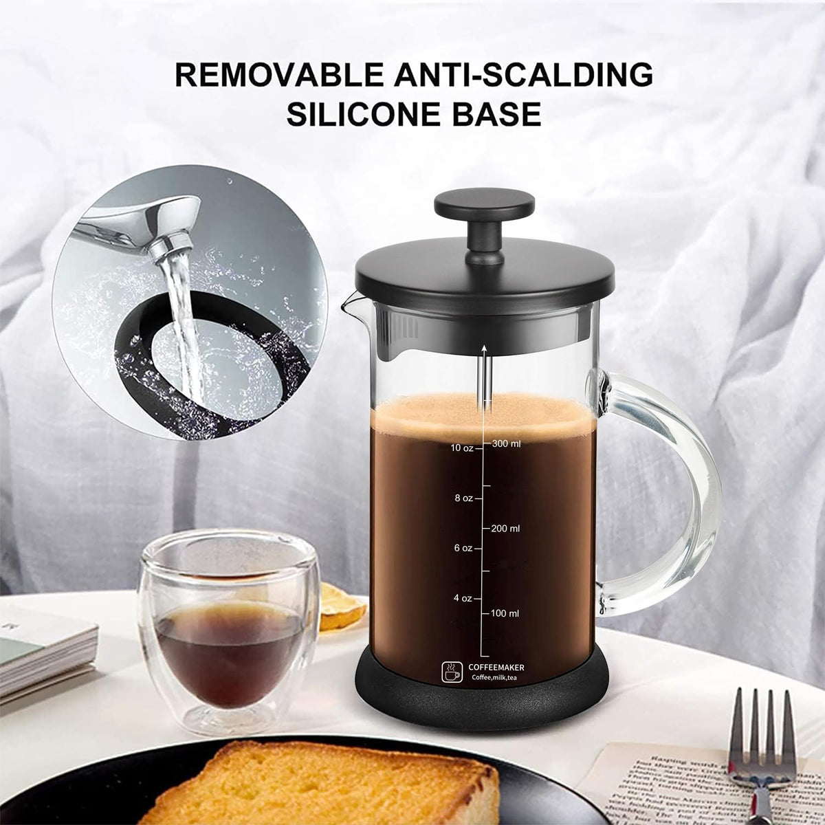 French Press Coffee Maker 12 Ounce Espresso Tea Coffee Maker with 4 Filters System