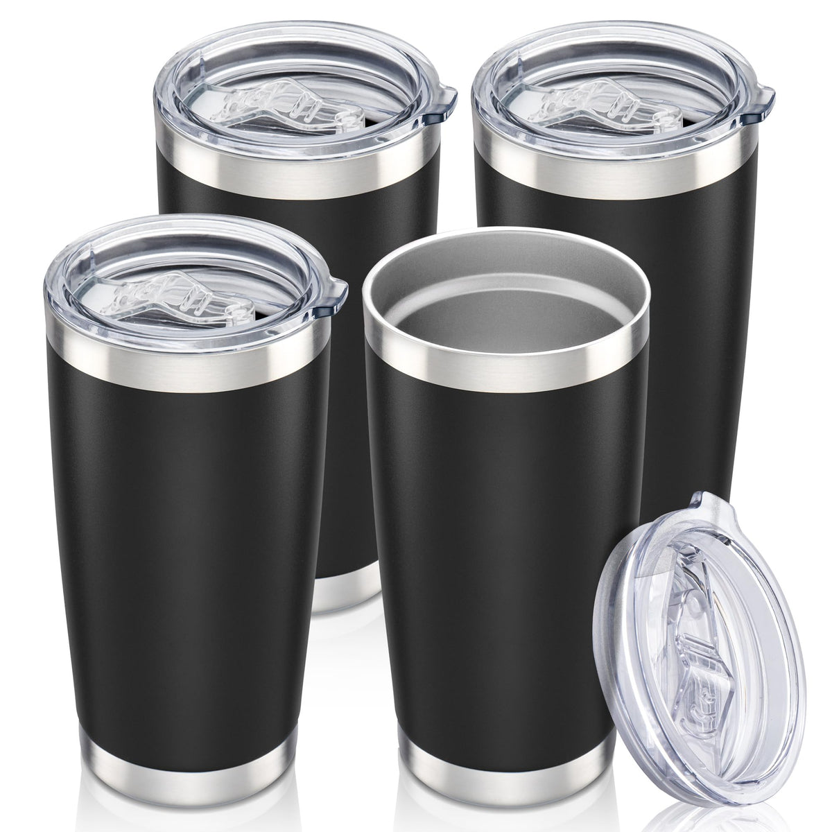 20 oz Tumbler with Lid Stainless Steel Insulated Tumblers Bulk Cups Mug (4 Count)
