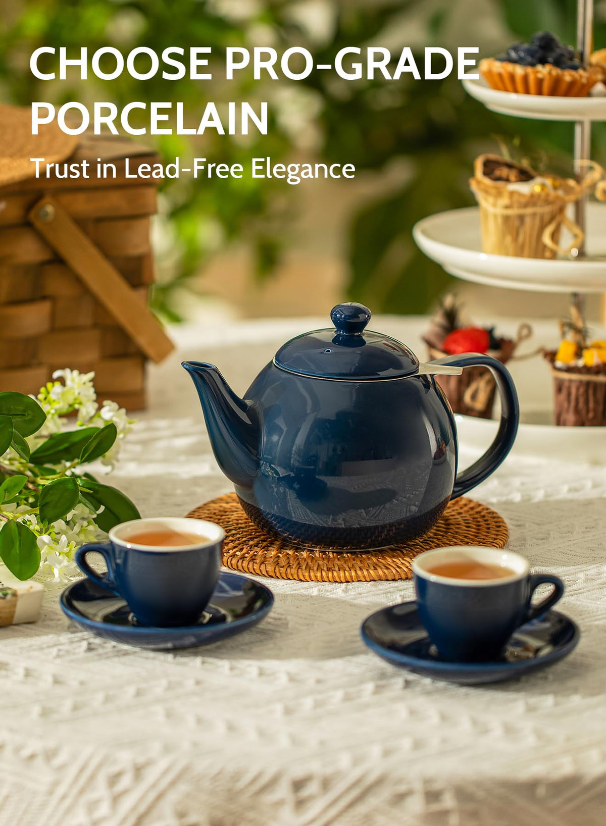 Teapot Porcelain Tea Pot with Stainless Steel Infuser