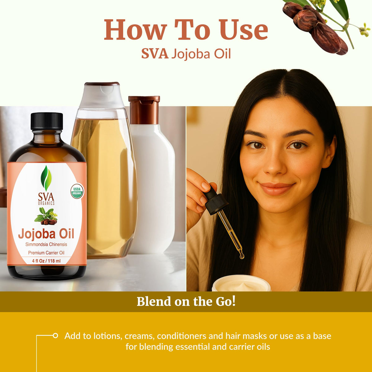SVA Organic Jojoba Seed Carrier Oil with Dropper (4 Fl Oz)