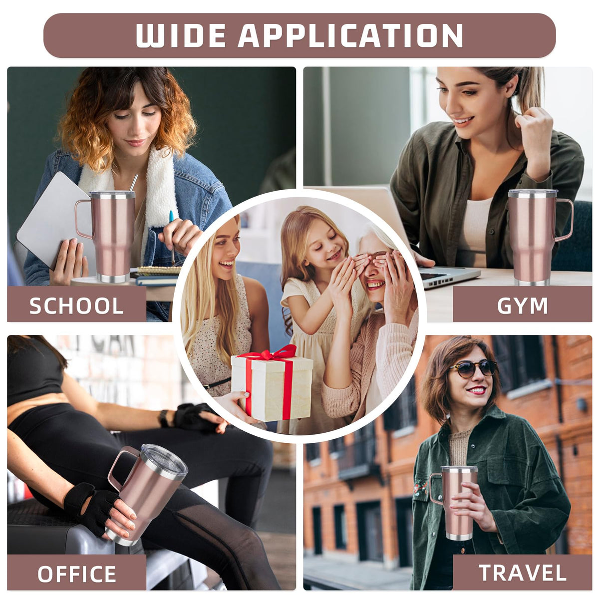 20 oz Tumbler with Handle Stainless Steel Insulated Coffee Tumbler with Lid and Straw Double Wall Vacuum Insulated Coffee Mug Leak Proof Travel Mug Tumbler for Hot and Cold Drink