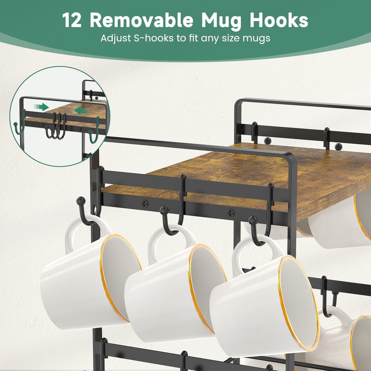 Coffee Mug Cup Holder Tree Bar Station Organizer