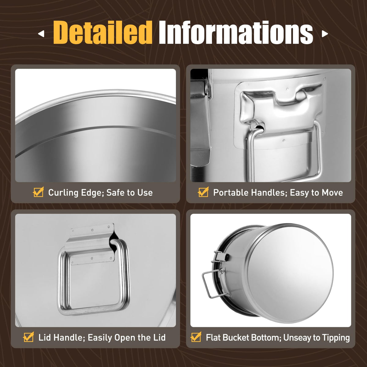 8.7Gal Stainless Steel Canister with Airtight Lid 40