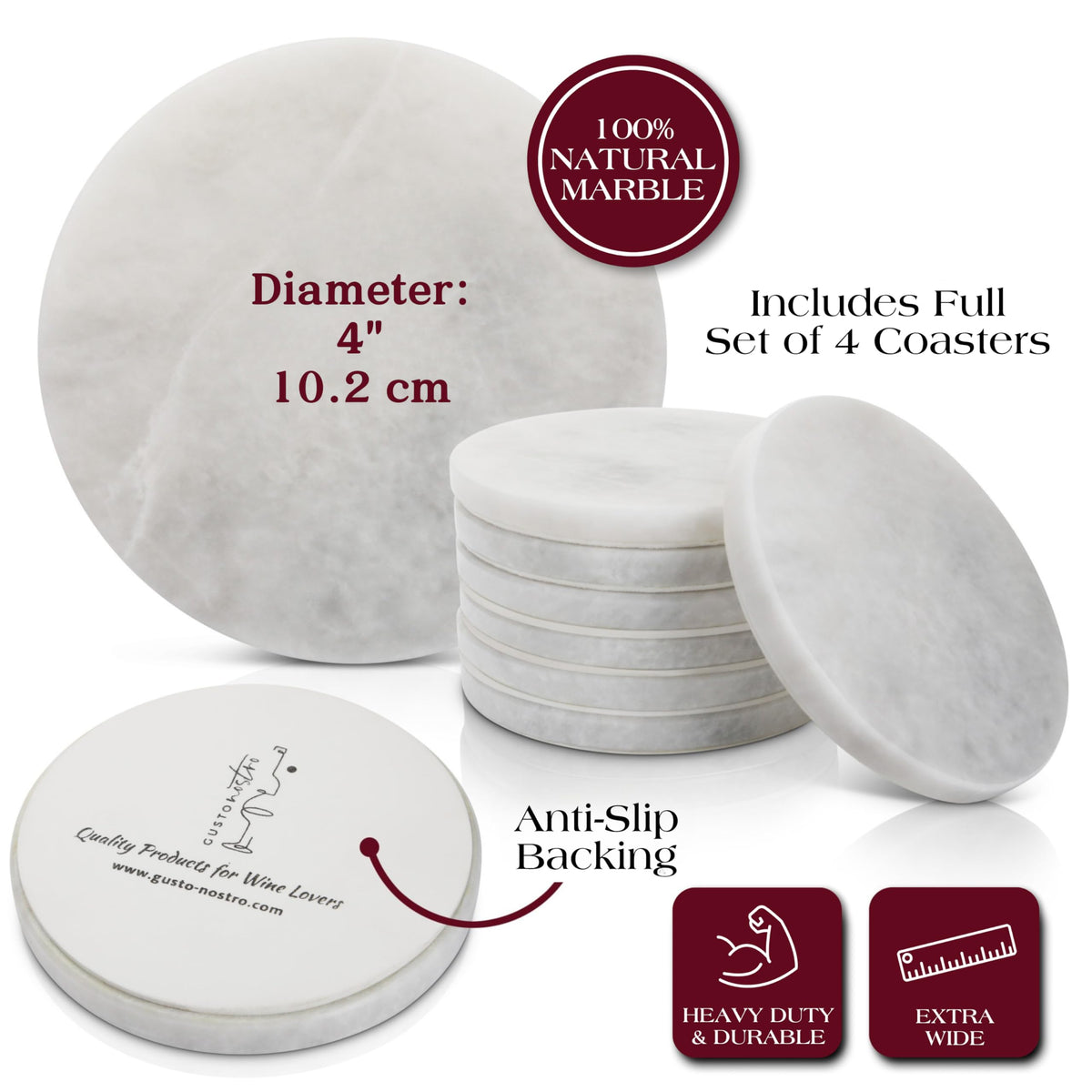 White Marble Coasters Set of 4 (4 Count)