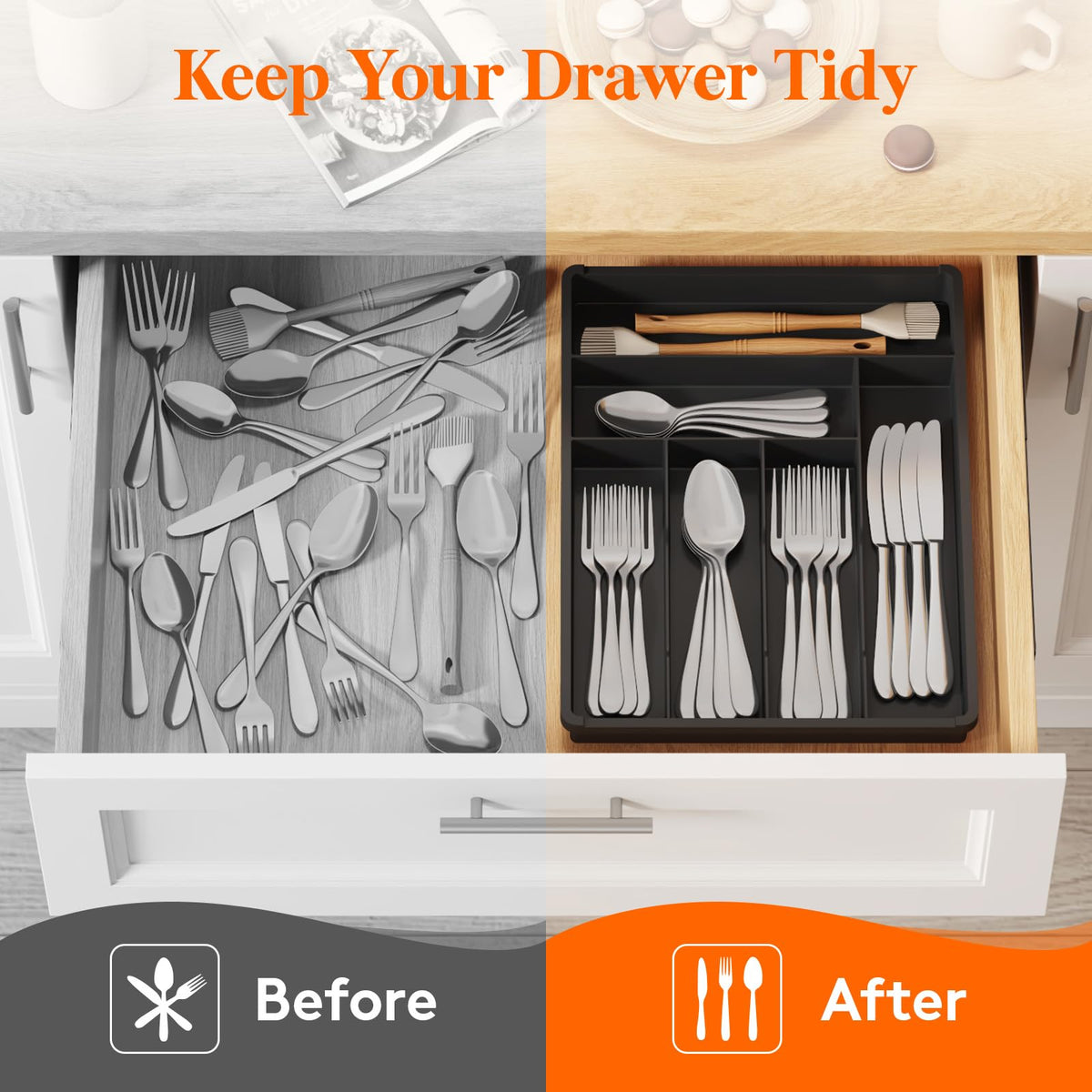 Silverware Drawer Organizer Tray