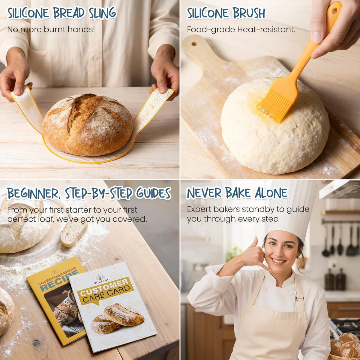Sourdough Starter Kit with Banneton Bread Proofing Baskets and Jar