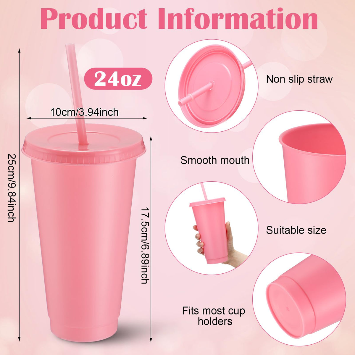 60 Pack Plastic Cups with Lids Straws (60 Count)