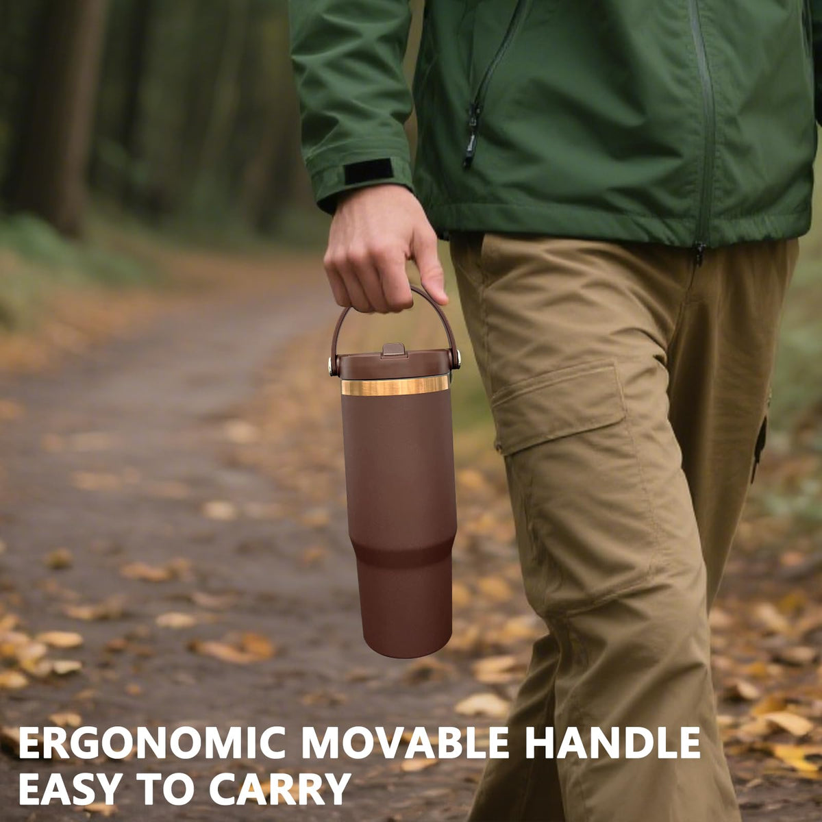 30 oz Tumbler Bulk with Top Handle and Flip Straw Browm
