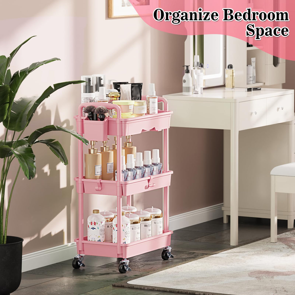 3 Tier Rolling Cart with Drawer