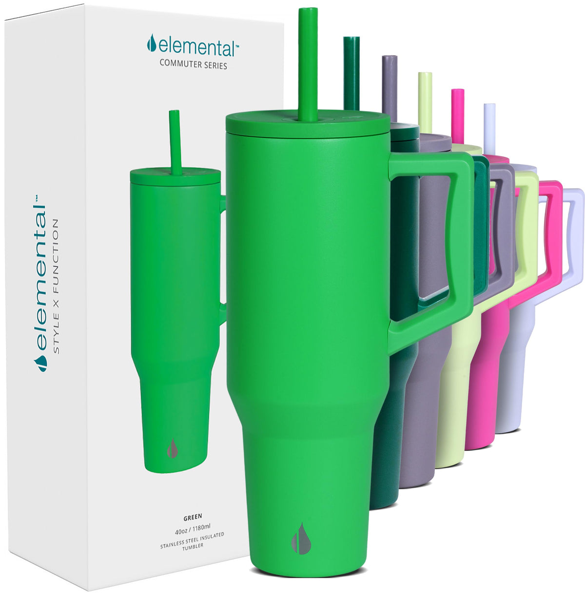 Spill Proof 40oz Insulated Tumbler with Handle & Straw Travel Mug
