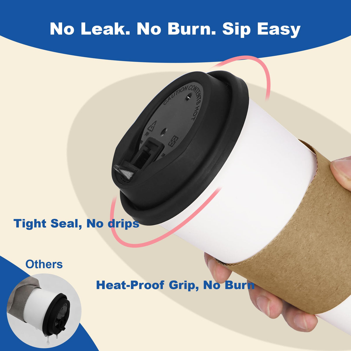 20 oz 500 Pack Coffee Cups with Lids and Sleeves (500 Count)