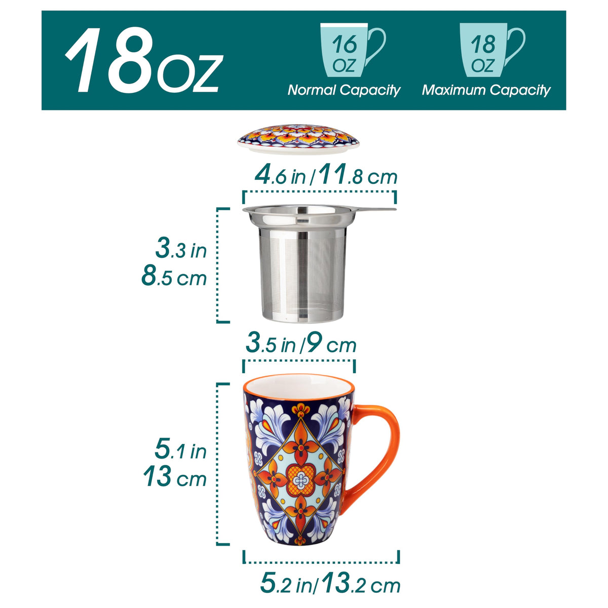 Ceramic Tea Mug with Infuser and Lid