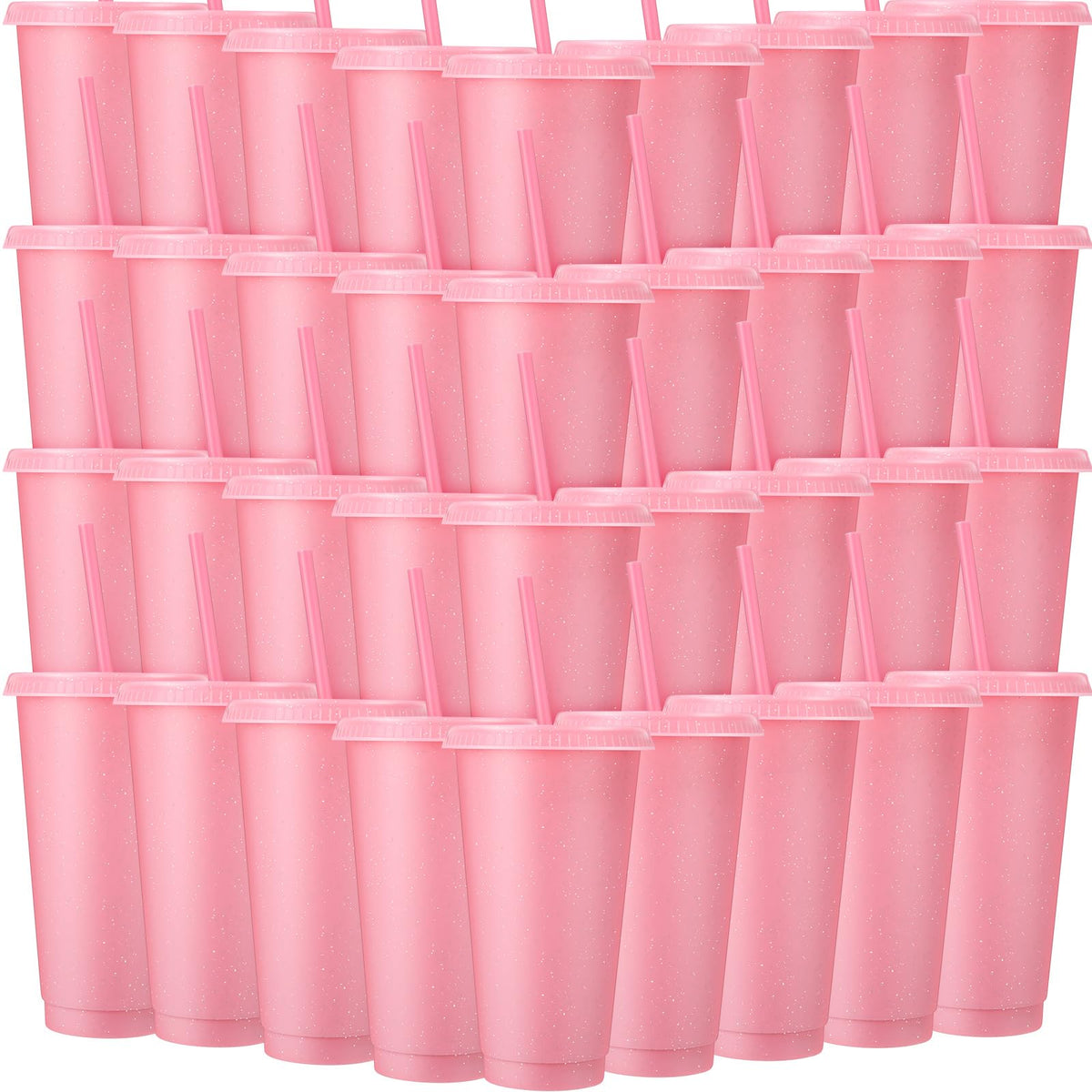 60 Pack Tumbler with Straw and Lid Bulk Cups for Gifts Glitter Plastic Coffee Cups 24 (60 Count)