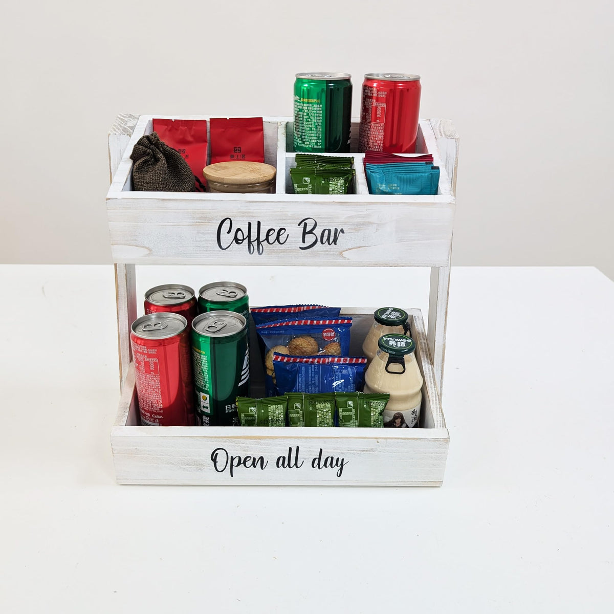 White Coffee Bar Accessories Organizer and Storage