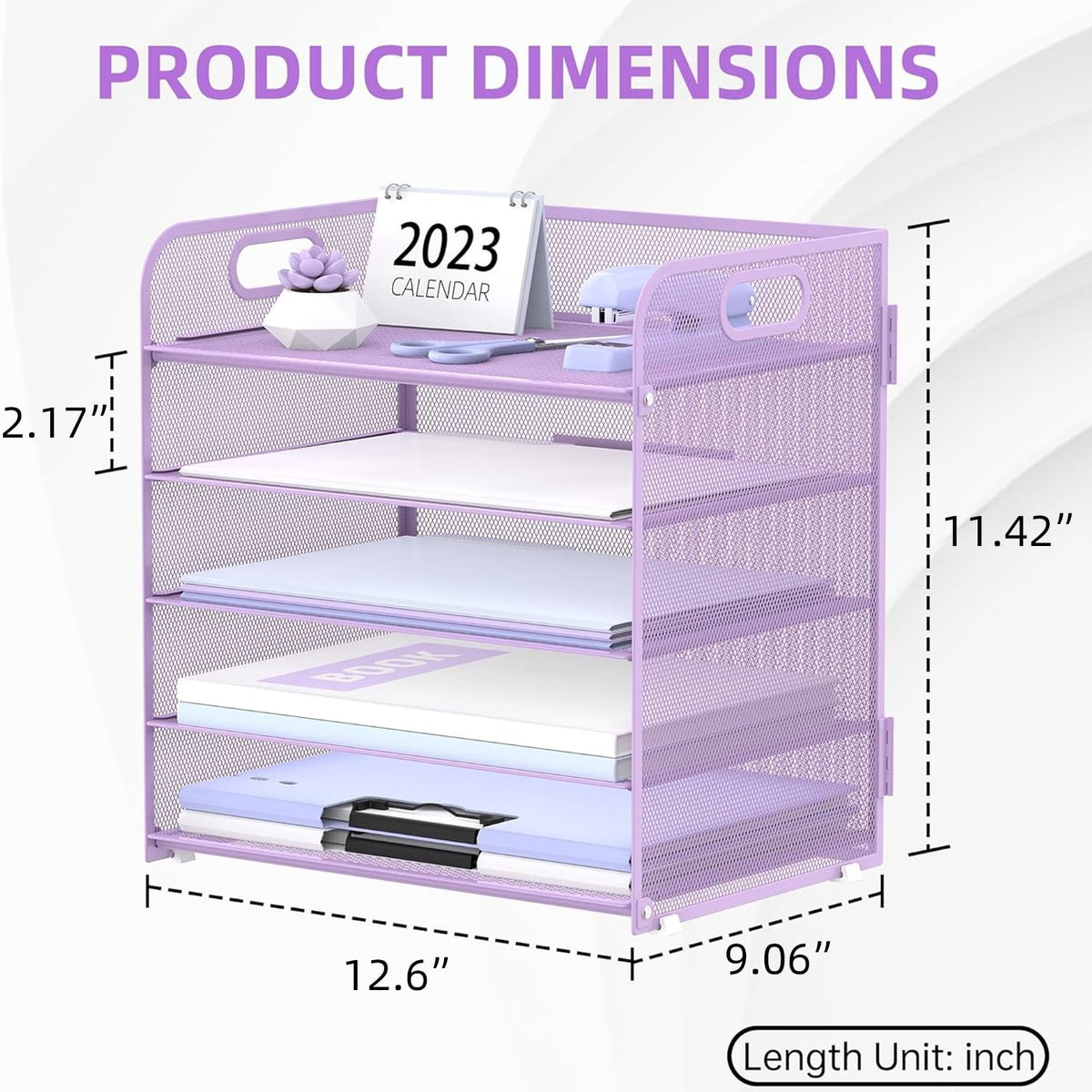 2 Pack 5 Tier Purple Desk Organizer with Handle Mesh Desk File (18.99 Count)