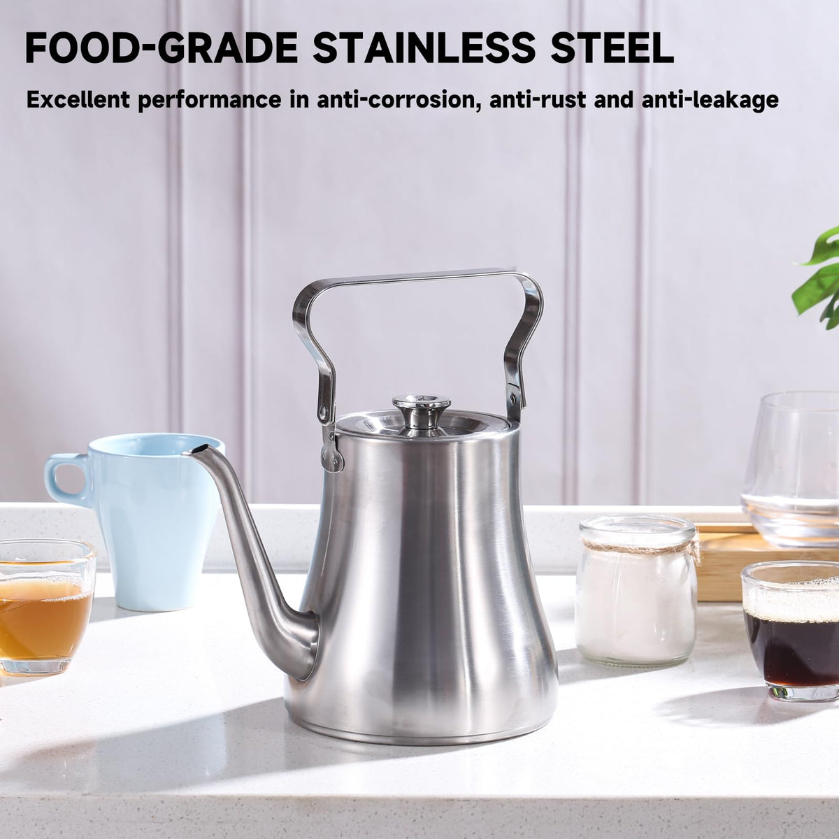 68OZ 2000ML Stainless Steel Teapot with Removable Infuser