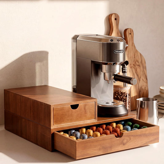 1 Pack Wooden Pod Holder Drawer Coffee Box