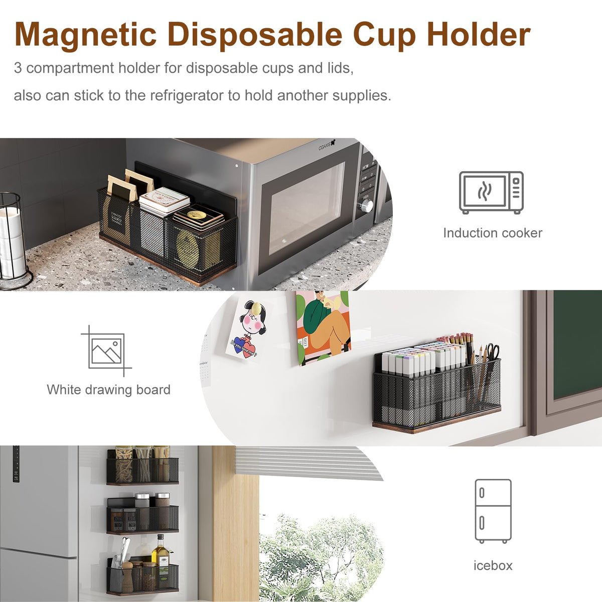 K Cup Holder 60 Capsule Capacity 2 Tier Sliding Pods Storage Drawer with Disposable Cups & Lids Holder