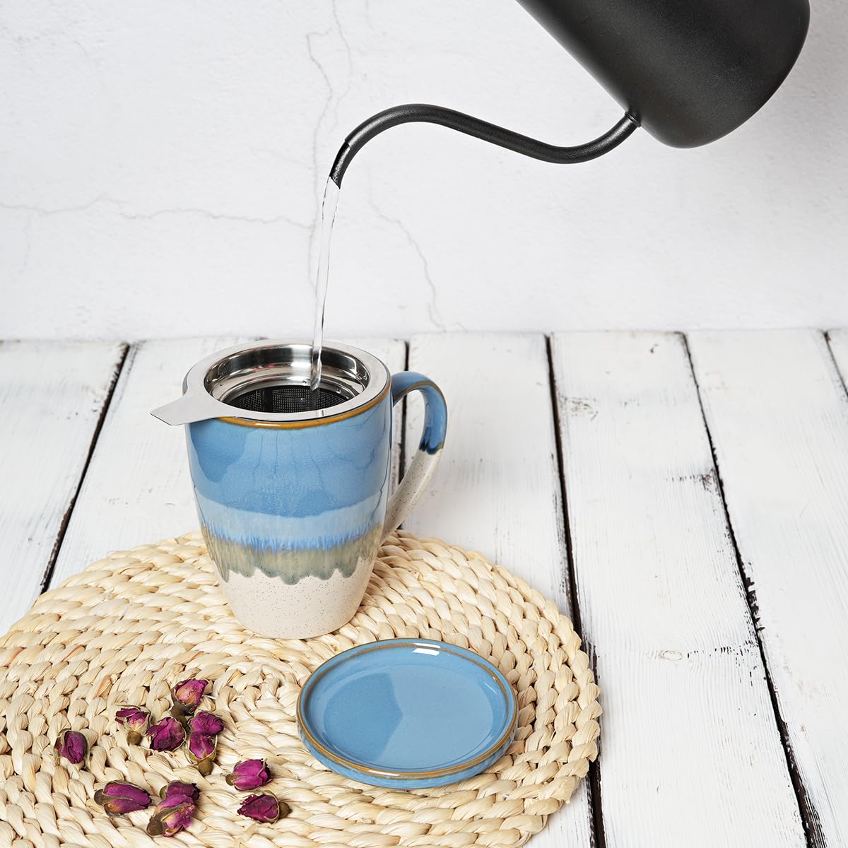 Ceramic Tea Cup with Infuser and Lid