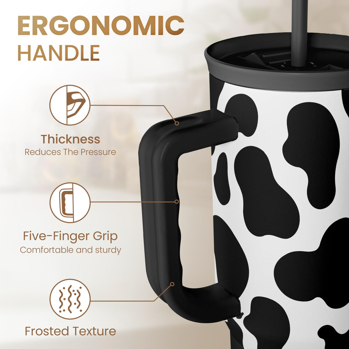 Cow Tumbler with Handle 40oz