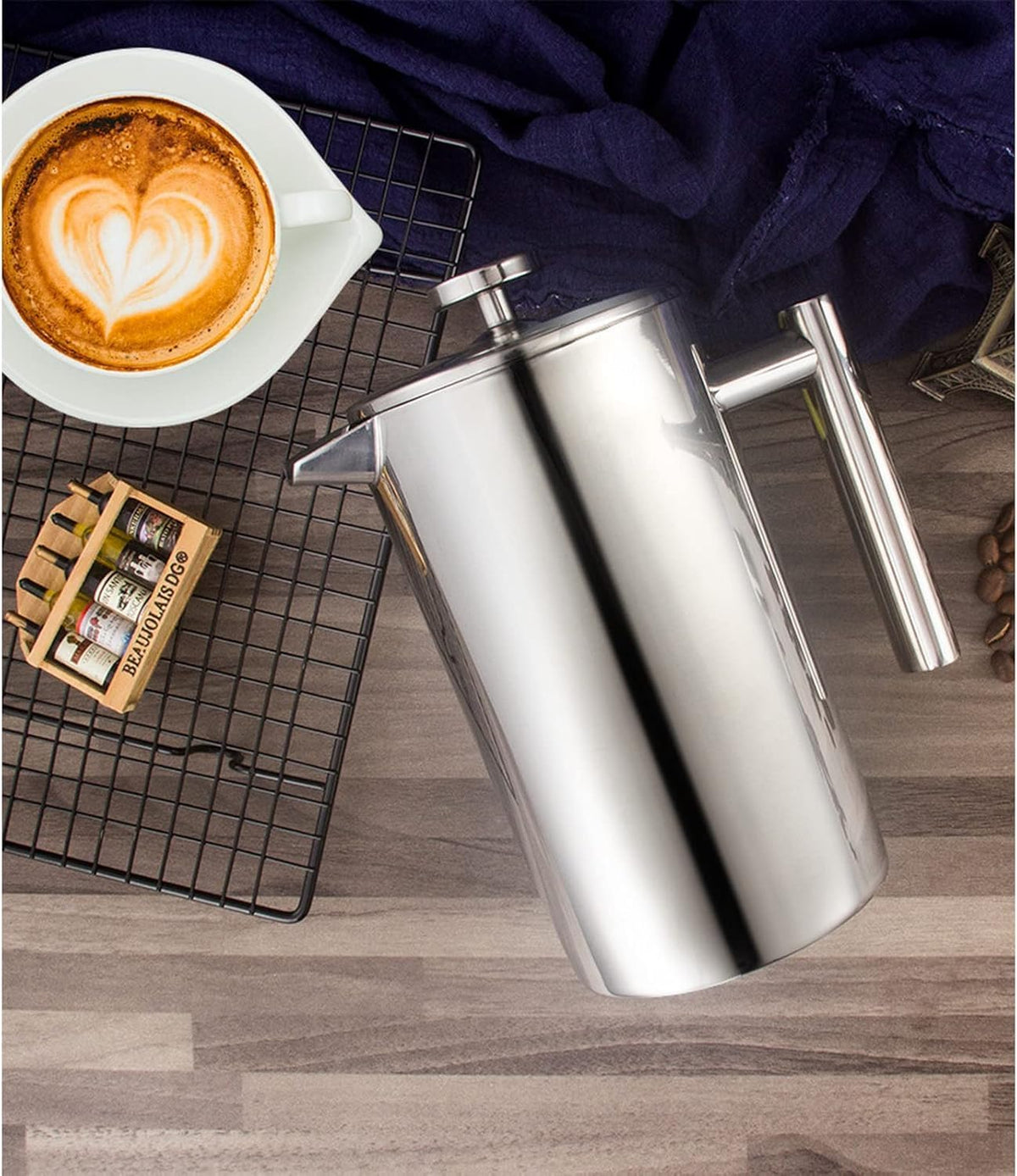 21 oz Stainless Steel French Press 600ML Coffee Press with 3 Level Filtration System