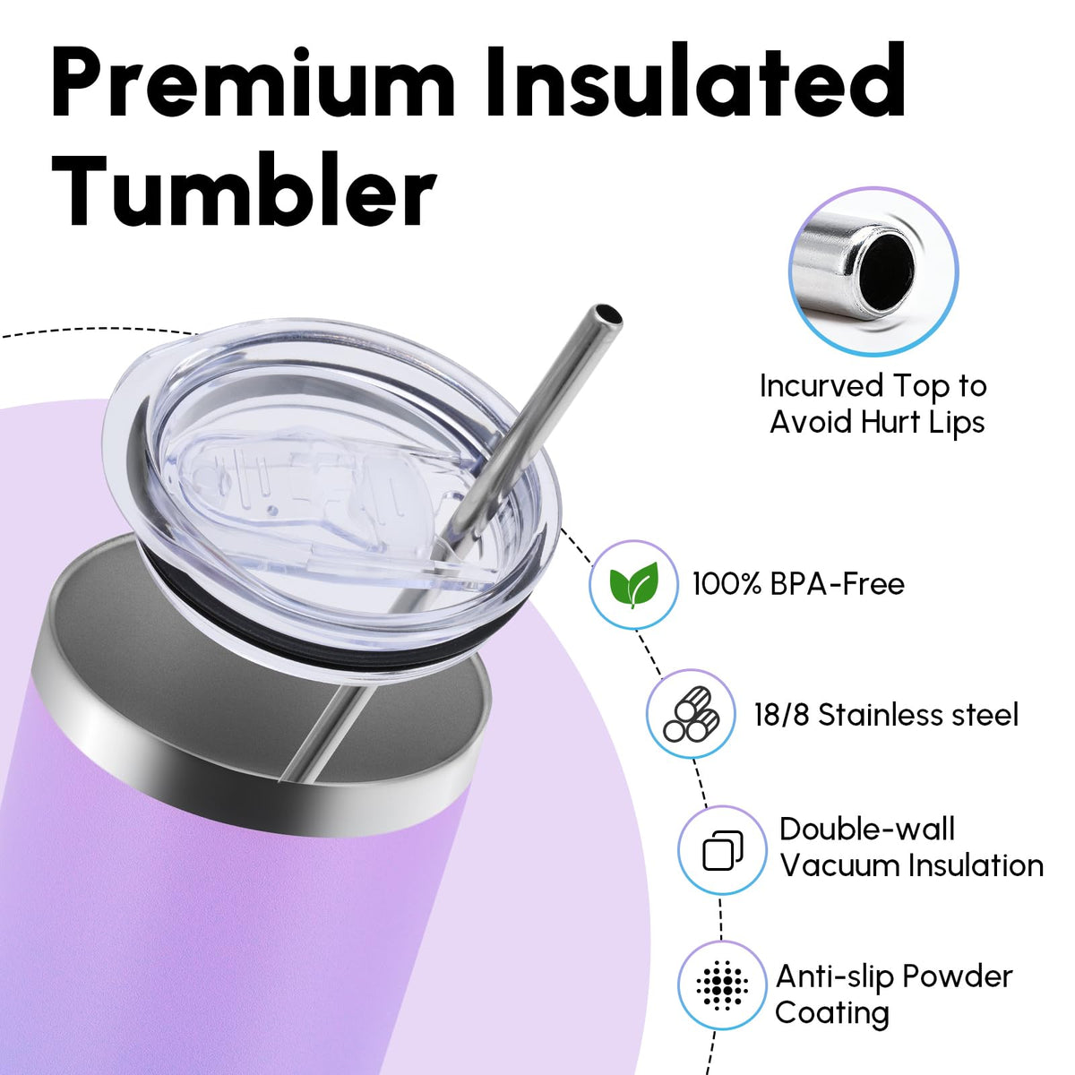 4 Pack Skinny Tumblers with Lid and Straw