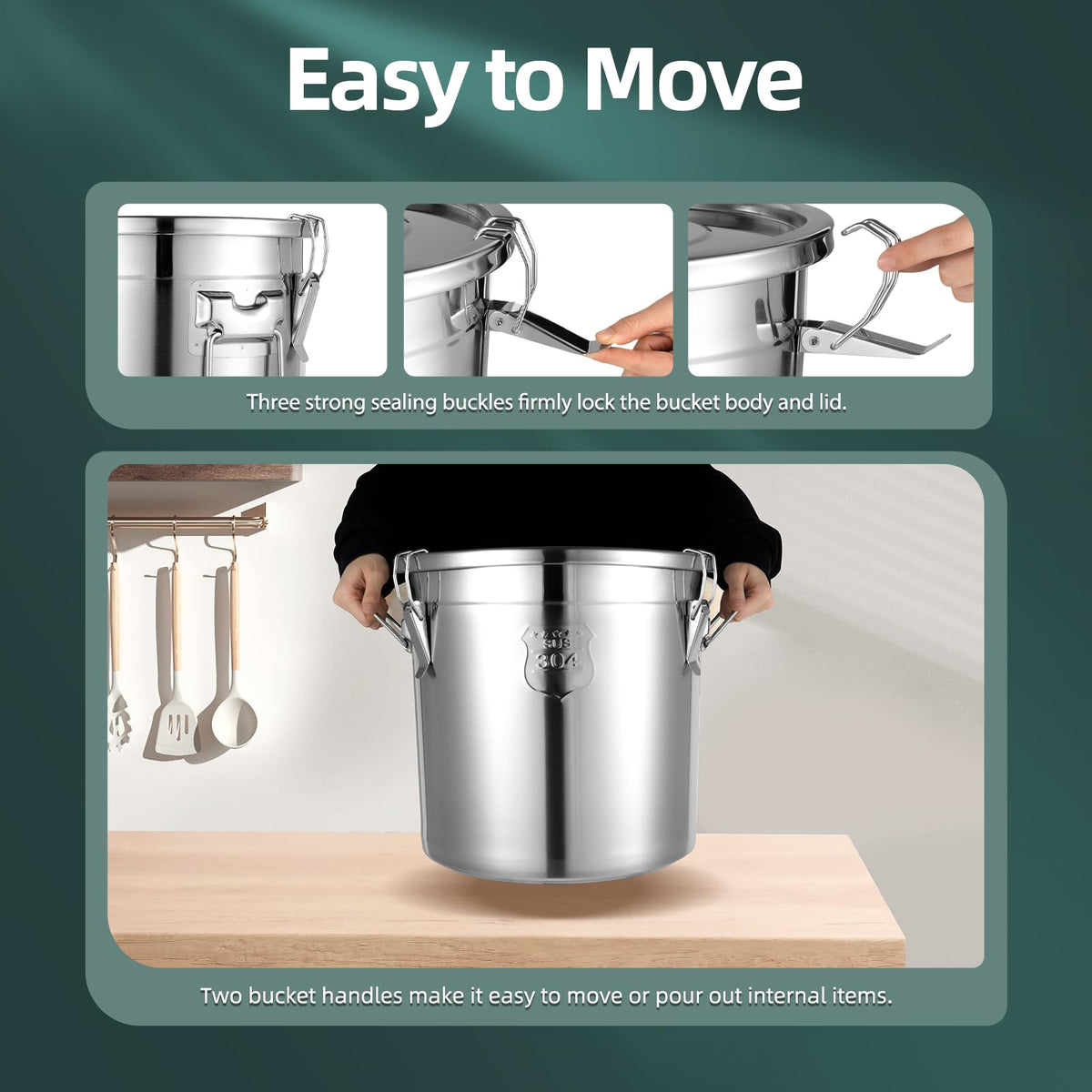 5.5Gal Stainless Steel Canister with Airtight Lid 26