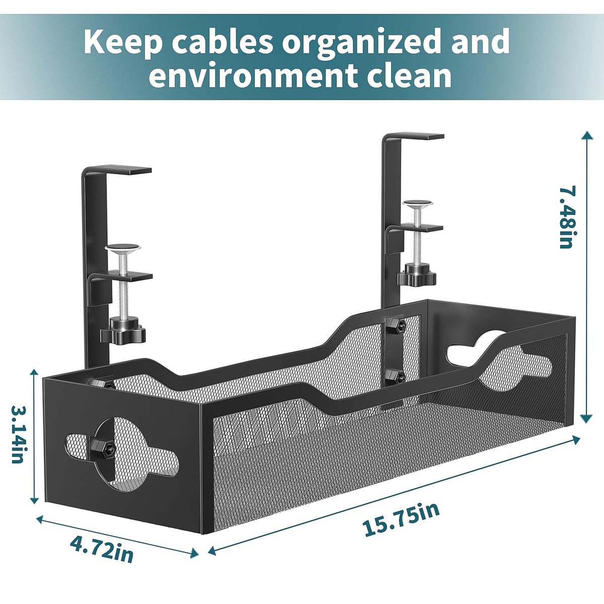 Under Desk Cable Management Tray Black