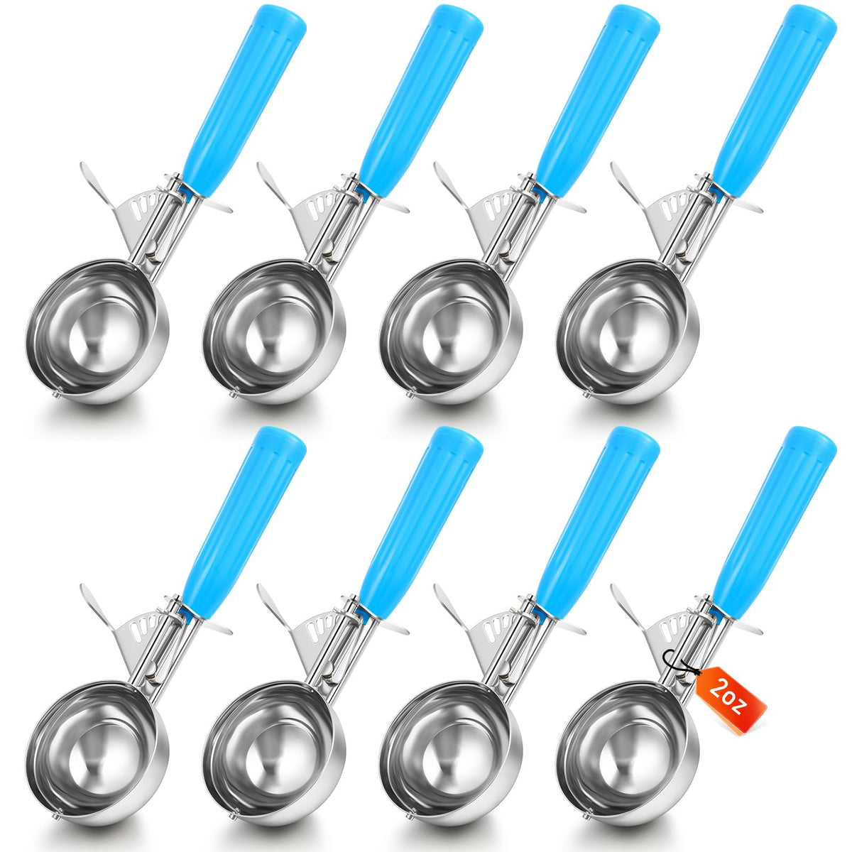8 Pcs Release Cookie Scoops Ice Cream Scooper with Trigger Release Portion Scoop Stainless Steel for Portion Control (8 Count)