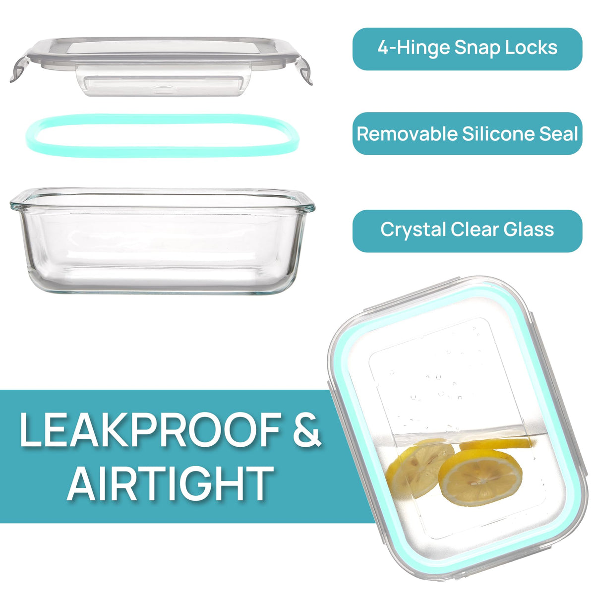 5Pack 22oz Glass Storage Containers with Lids (5 Count)