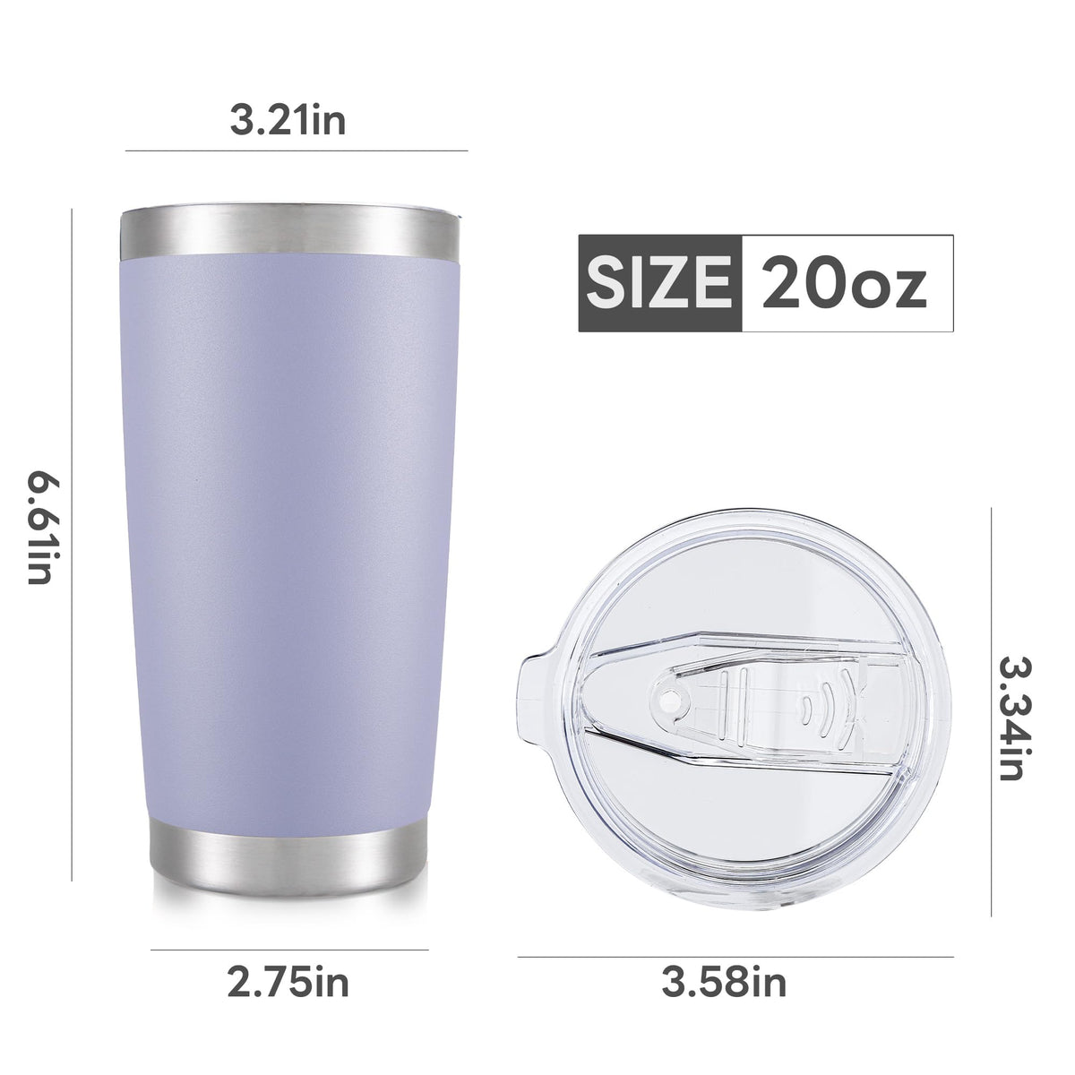 20 oz Tumbler with Lid Stainless Steel Insulated Tumblers Bulk Cups Mug (4 Count)