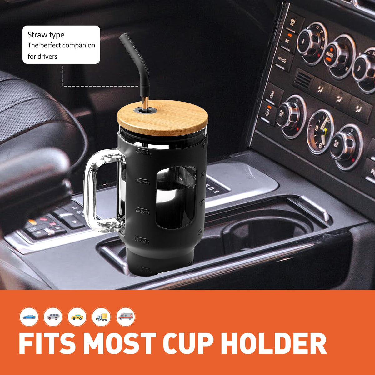 Glass Tumbler with Straw and Lid