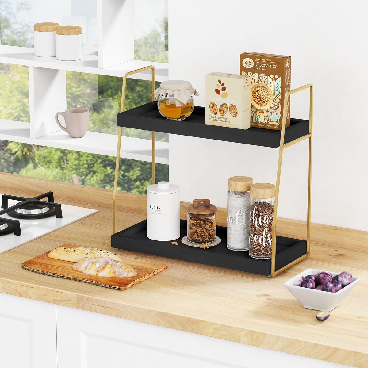 Black and Gold Bathroom Organizer Countertop