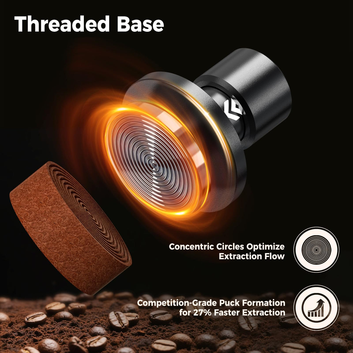 49MM V6 Impact Espresso Tamper with Sound Feedback