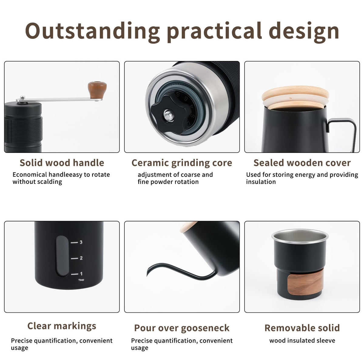 Pour Over Coffee Maker Set with Manual Burr Coffee Grinder