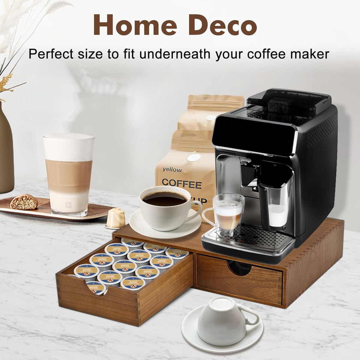 Wooden coffee capsule storage box
