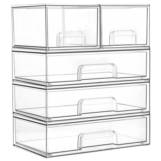 Clear Stackable Storage Drawers Set of 5 (5 Count)