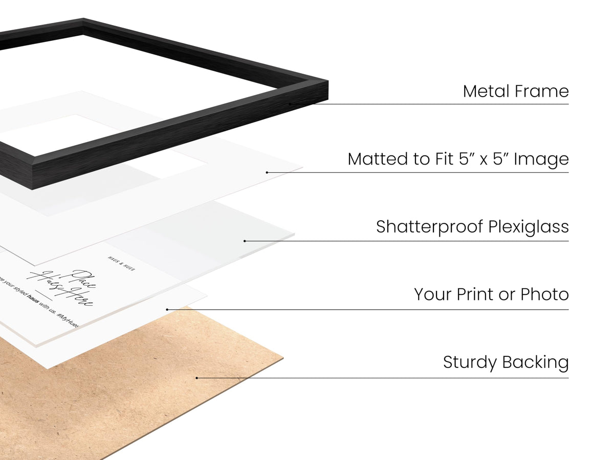 10x10 Black Metal Picture Frames Matted to 5x5 (4 Count)