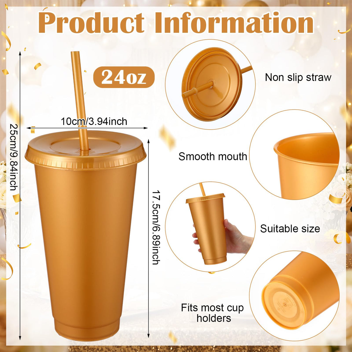 30 Pack Plastic Cups with Lids Straws (30 Count)