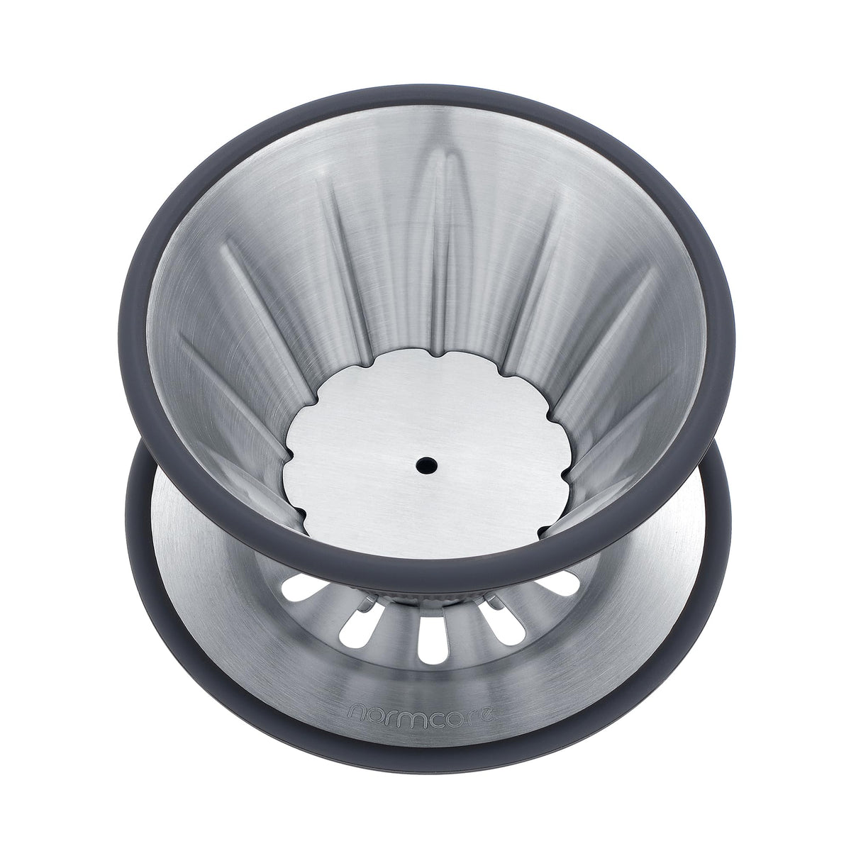 2-in-1 Pour Over Filter Dripper, Single Cup Travel Coffee Dripper, Reusable Metal Filter Brewer for Cone or Flat Paper Filters, 304 Stainless Steel, Silver
