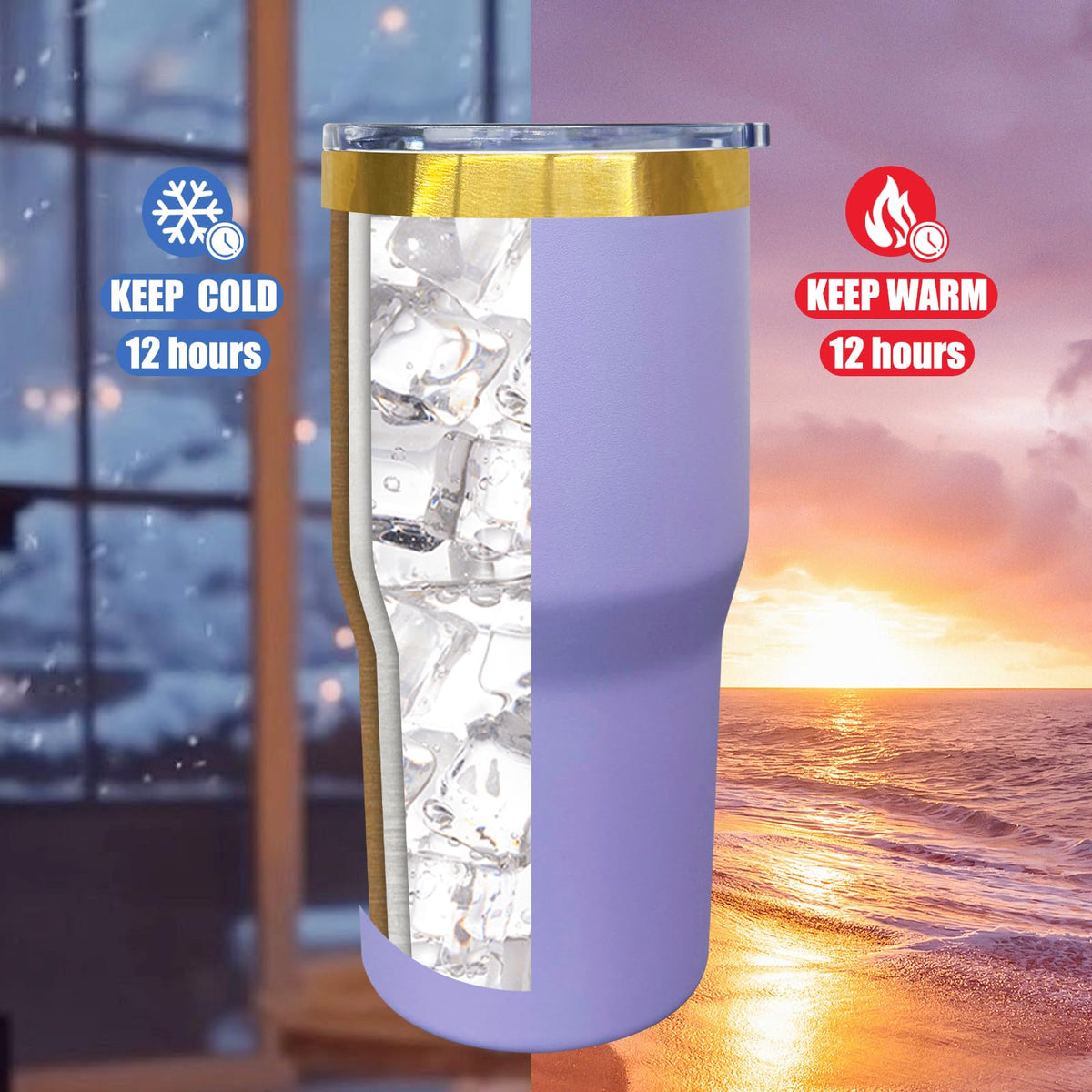 20 oz Tumbler Bulk Stainless Steel Tumblers with Lids and Straws Lilac (12 Count)