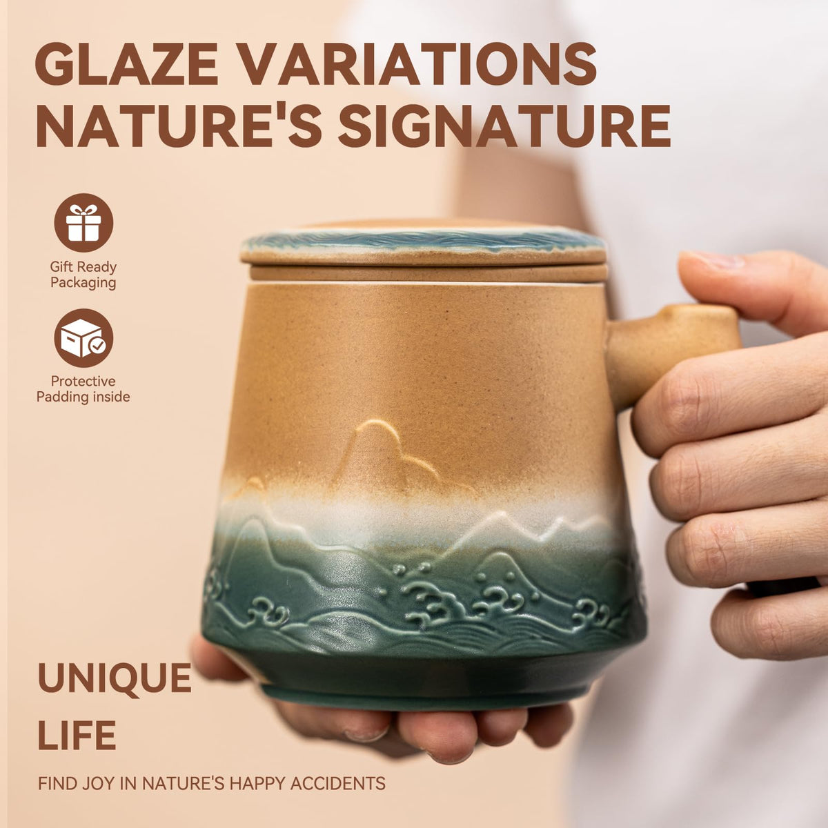 Ceramic Tea Mug with Infuser & Lid