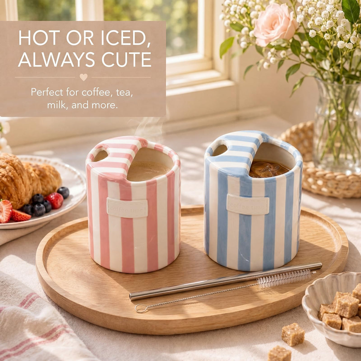 2 Pack Ceramic Mug with Sip Hole (2 Count)