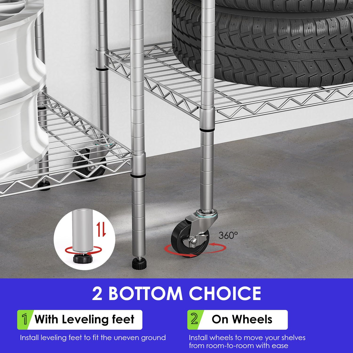 6 Tier Wire Shelf with Wheels