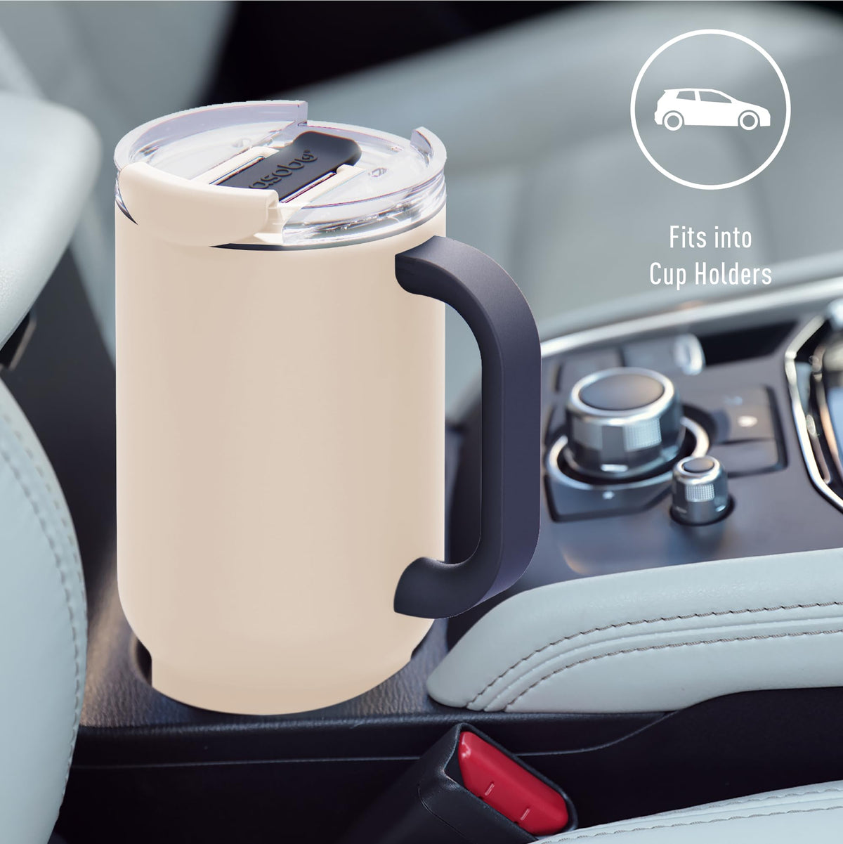 DUPLEX 2-in-1 Travel Mug and Beer Can Holder Enjoy hot and cold drinks simultaneously -22 oz Hot Coffee or Tea Tumbler with Attached 12 oz Cold Can Holder for Beer or Soda, white