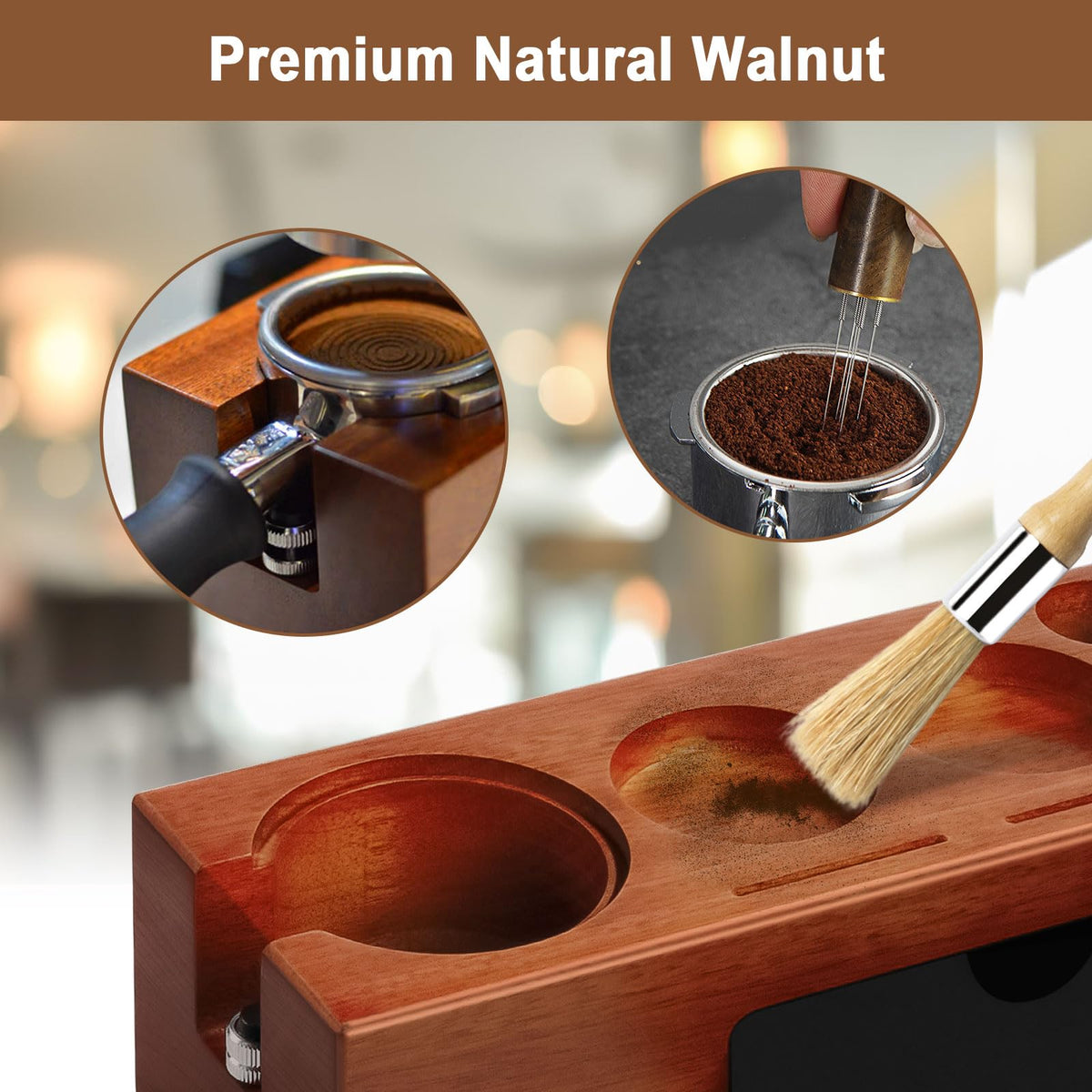 Espresso Tamping Station Wooden Coffee Tamper Station Fit for 51