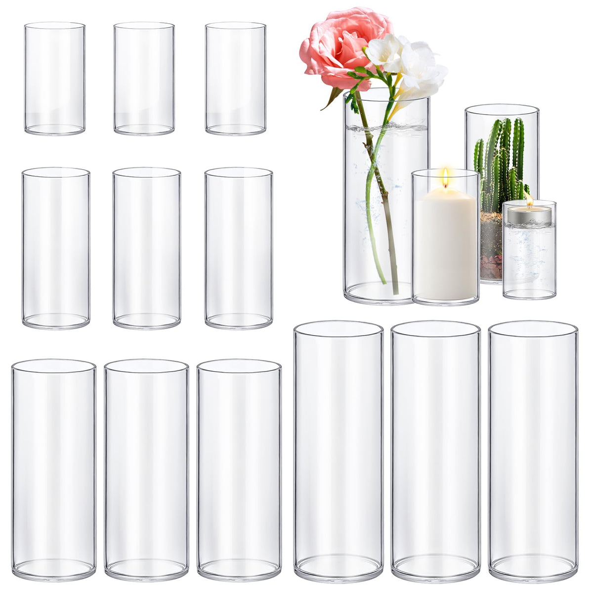 12 Pack Glass Cylinder Vases 4 (12 Count)
