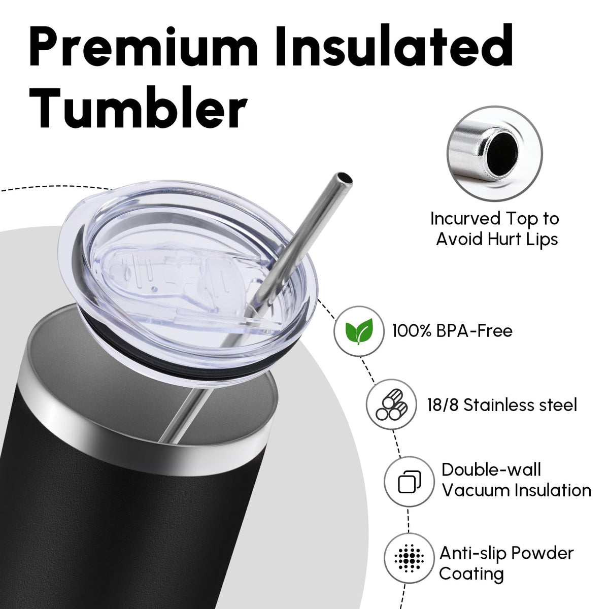 4 Pack Skinny Tumblers with Lid and Straw
