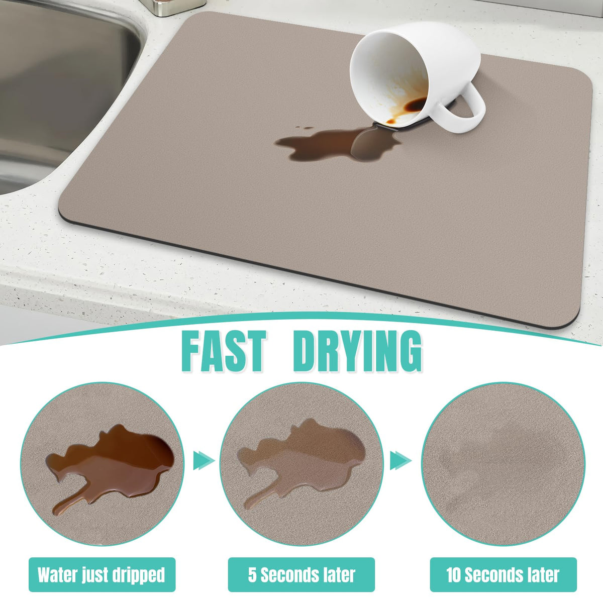 Coffee Mat Super Absorbent Dish Drying Mat Coffee Bar Mat 16"x 24"