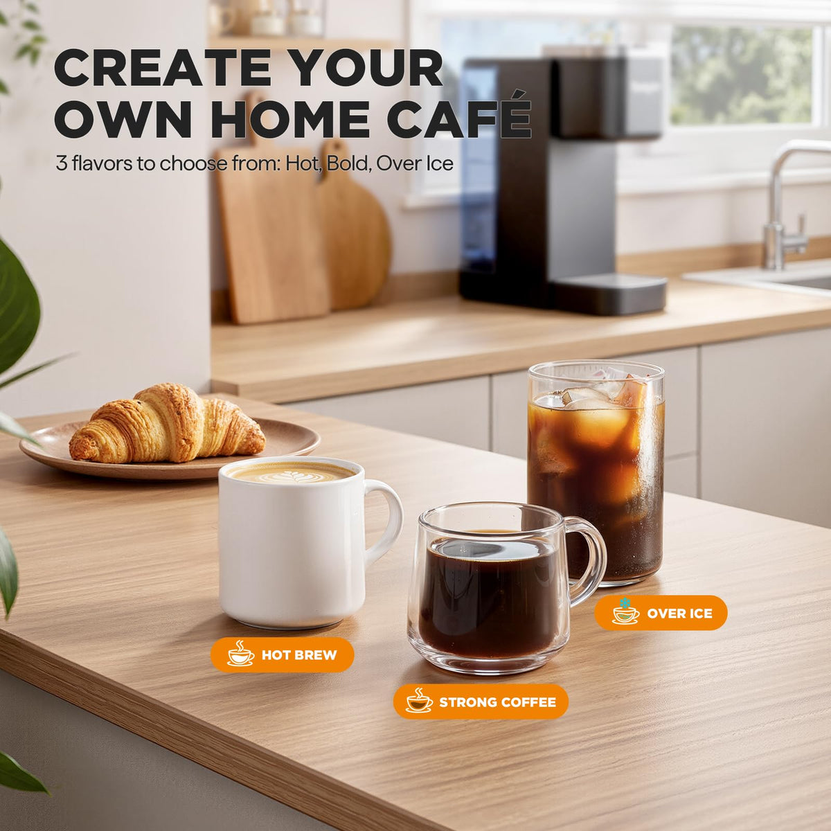 Single Serve Coffee Maker for K Cups and Grounds with 3 Brew Styles